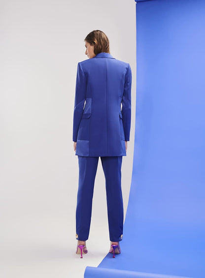 Calça Recortes Acetinados Azul Tufi Duek -SALE