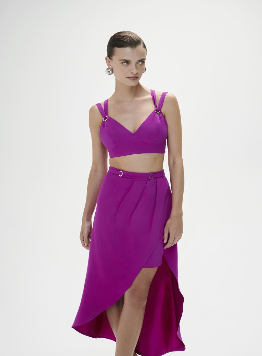 Conjunto Top e Saia Midi Roxo Tufi Duek -SALE