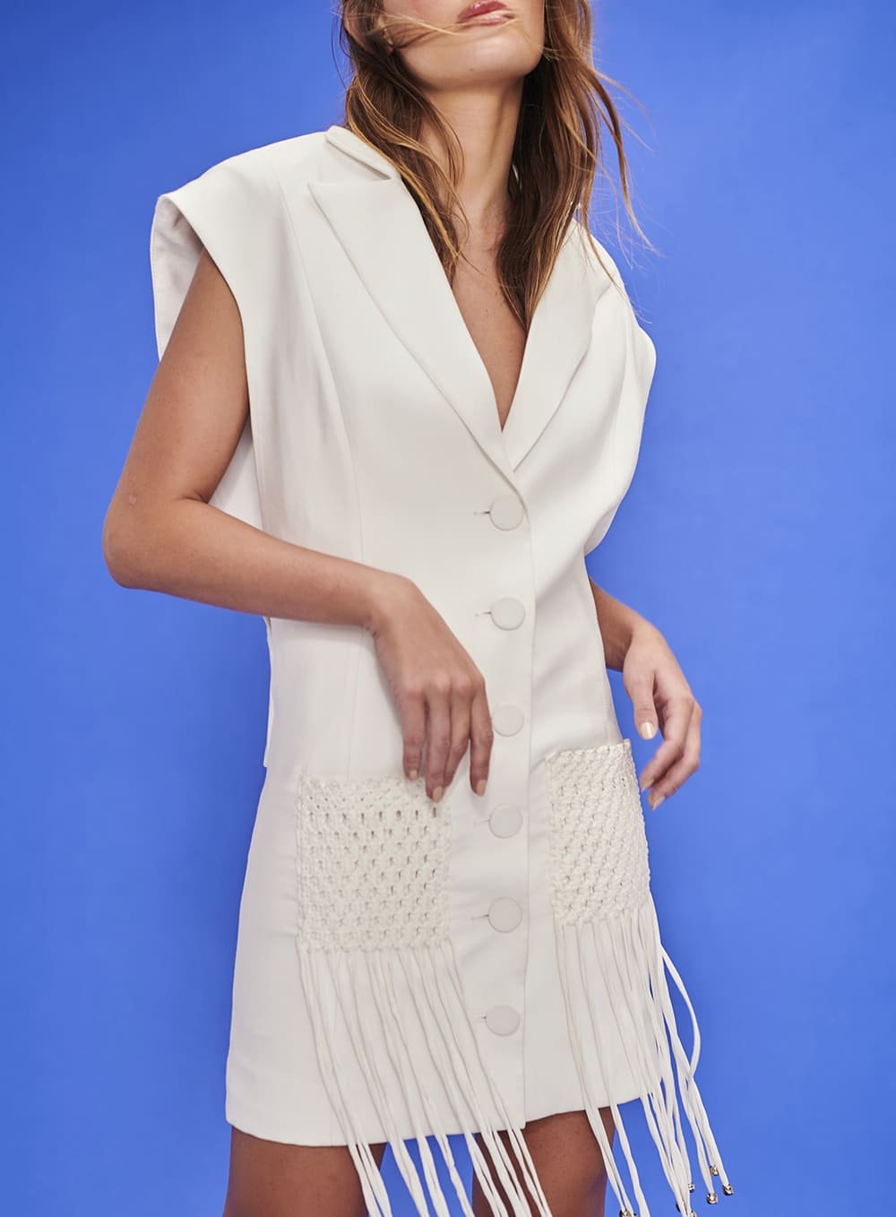 Maxi Colete Bolso Macrame Off White Tufi Duek -SALE