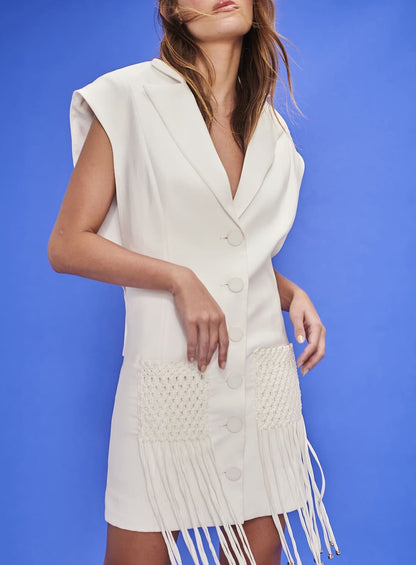 Maxi Colete Bolso Macrame Off White Tufi Duek -SALE