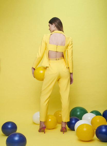 Calça com Cos Falso Amarelo Tufi Duek -SALE