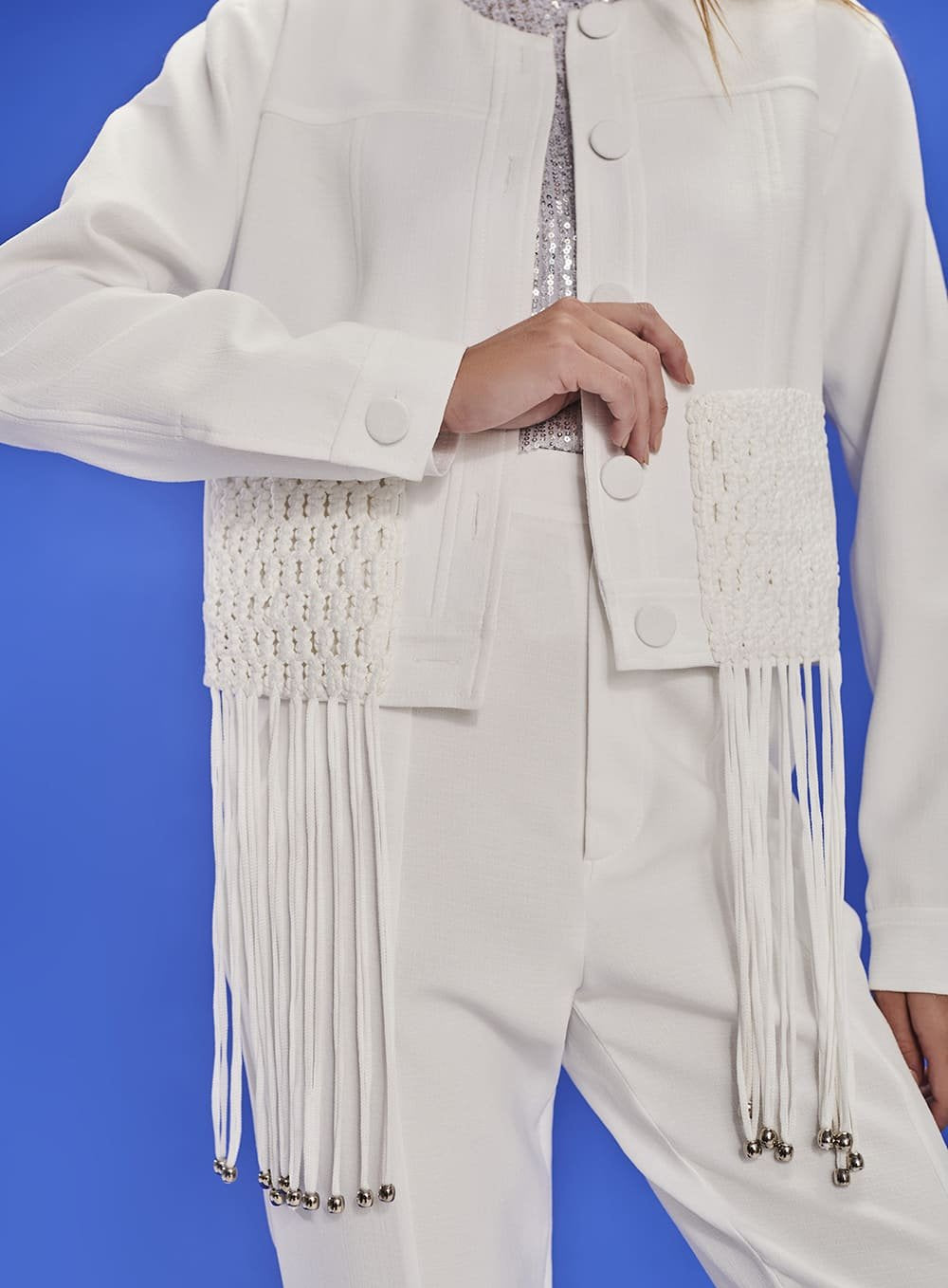 Jaqueta Bolso Macrame Off White Tufi Duek -SALE