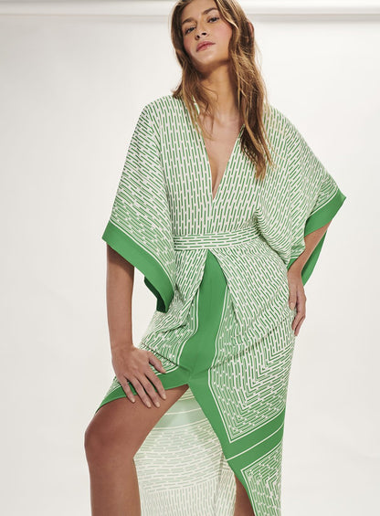 Vestido Manga Japonesa Estampa Lenco Estampa Lo Estampado Tufi Duek -SALE