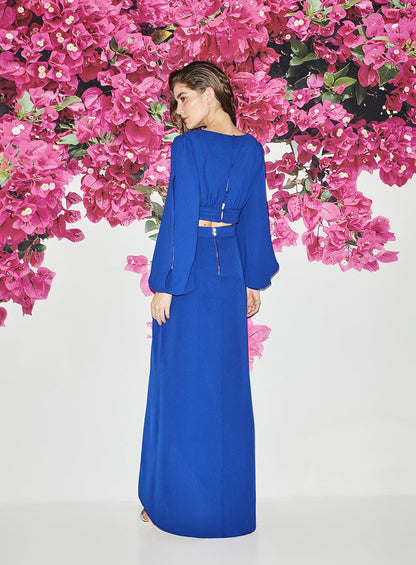 Conjunto Top com Saia Pregas Azul Royal Skazi -SALE