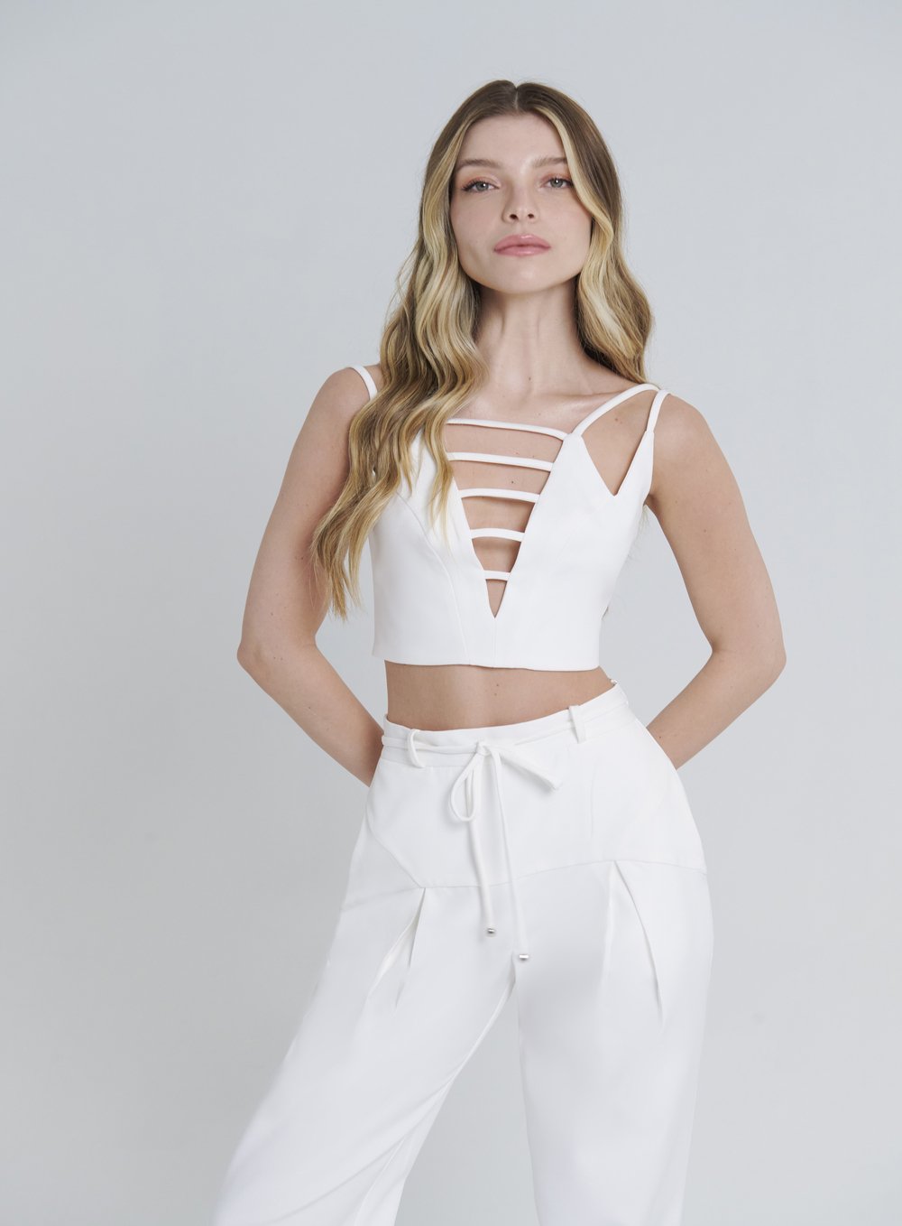 Conjunto Calça Top Alfaiataria Off White Skazi -SALE
