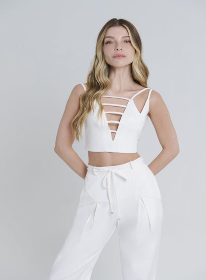 Conjunto Calça Top Alfaiataria Off White Skazi -SALE