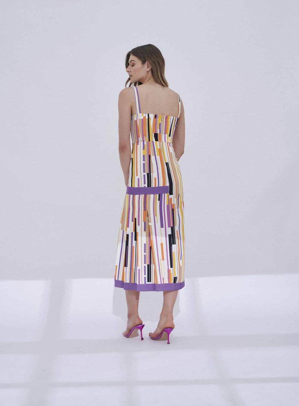 Vestido Midi Pregas Geometricas Tufi Duek -SALE