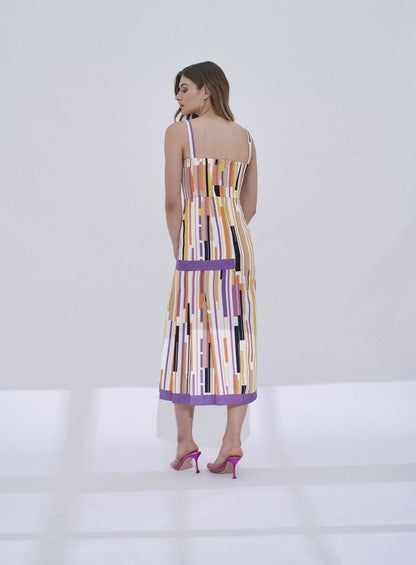 Vestido Midi Pregas Geometricas Tufi Duek -SALE