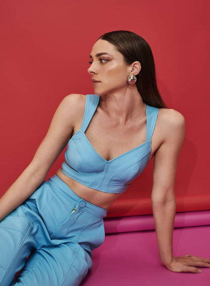 Conjunto Top com Calça Azul Tufi Duek -SALE