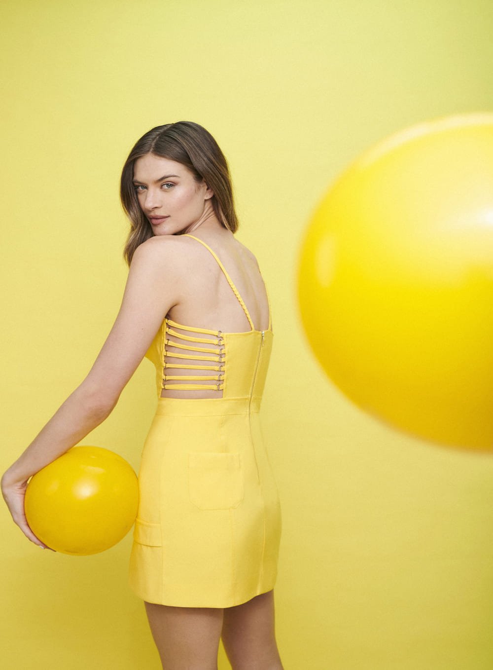 Vestido Laterais Elastico Amarelo Tufi Duek -SALE