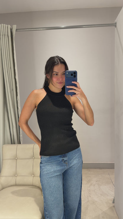 Regata Preta em Tricot Lucidez