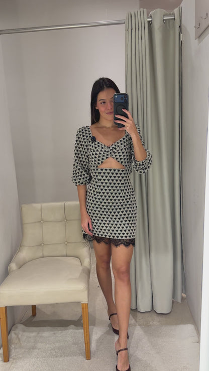Vestido P&B Triângulo Curto Tufi Duek
