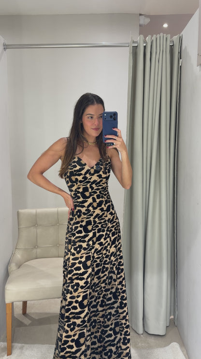 Vestido Animal Print Onça Mônica Regina Salomão