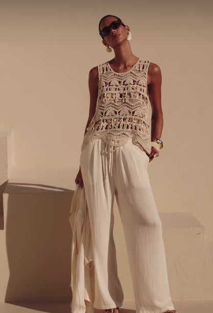 Regata Nude/Off Crochet Fleche - D'or