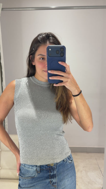 Regata Preta ou Prata de Lurex Maria Filó