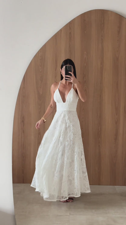 Vestido Branco em Renda Midi – Tufi Duek