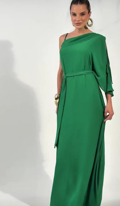 Vestido Verde Ombro Só Fluído Annie Pestana