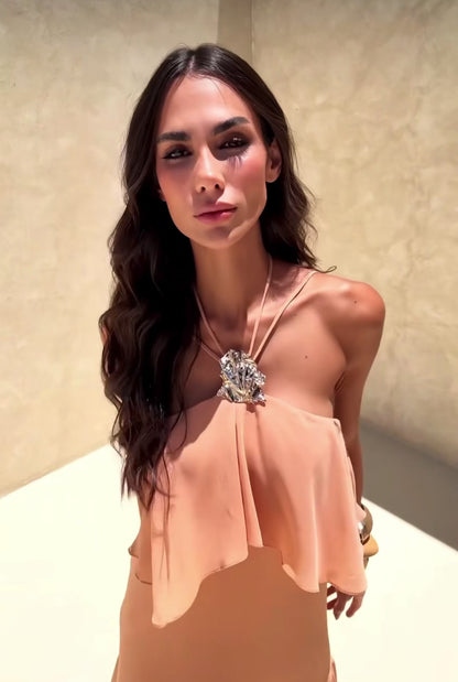 Vestido Nude Fluido Regina Salomão