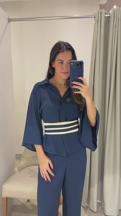Conjunto Azul Marinho ou Nude Lavínia Regina Salomão