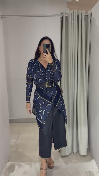 Cardigan Azul Estampa Lua Maria Filó